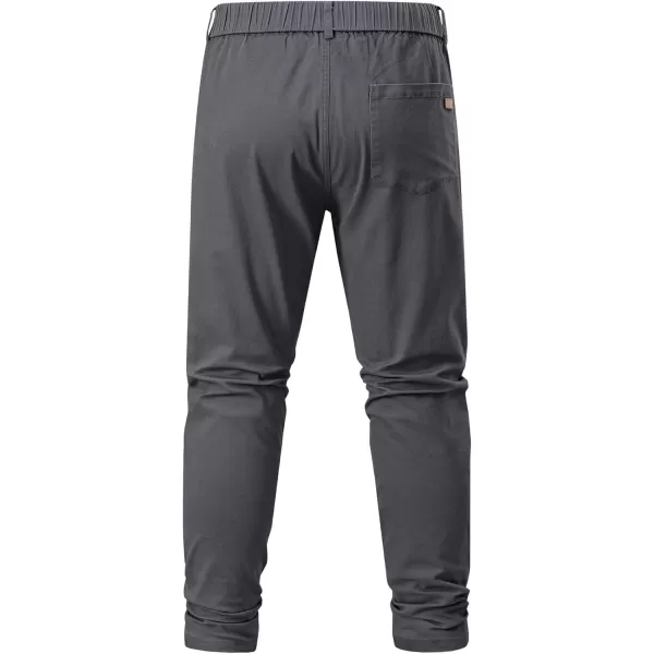 imageJMIERR Mens Chino Pants Casual Stretch Waist Tapered Trousers with PocketsDark Grey