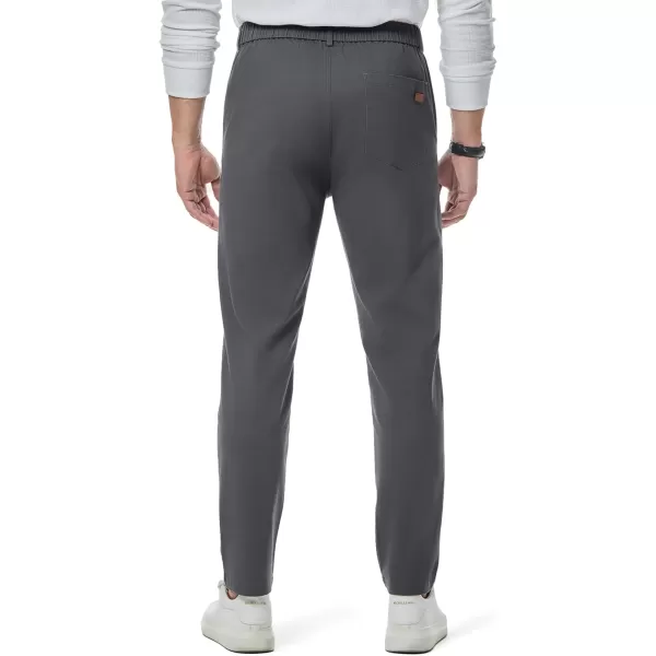 imageJMIERR Mens Chino Pants Casual Stretch Waist Tapered Trousers with PocketsDark Grey