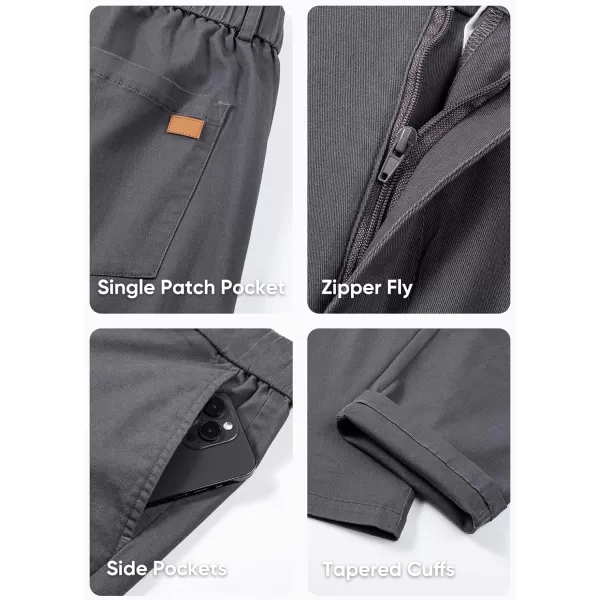 imageJMIERR Mens Chino Pants Casual Stretch Waist Tapered Trousers with PocketsDark Grey