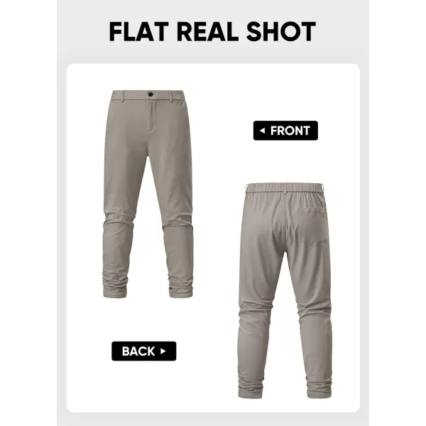 imageJMIERR Mens Chino Pants Casual Stretch Waist Tapered Trousers with PocketsGrey