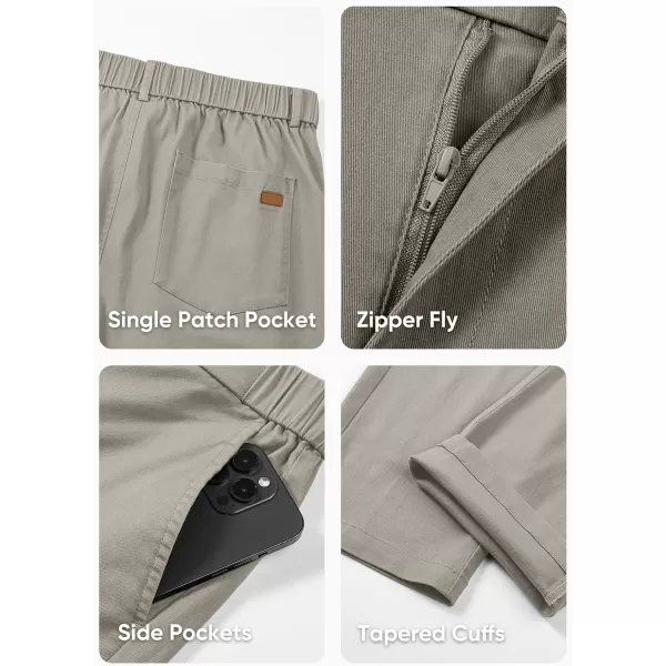 imageJMIERR Mens Chino Pants Casual Stretch Waist Tapered Trousers with PocketsGrey