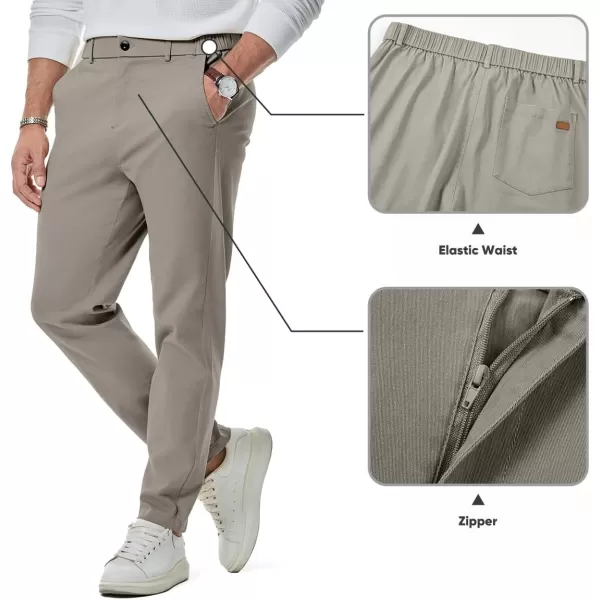 imageJMIERR Mens Chino Pants Casual Stretch Waist Tapered Trousers with PocketsGrey