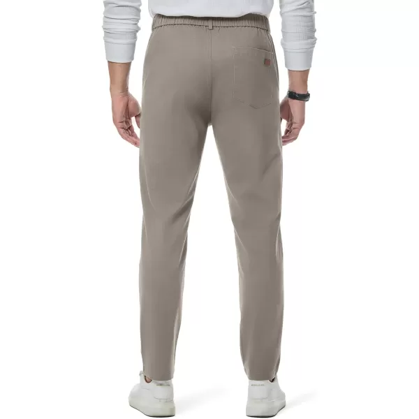 imageJMIERR Mens Chino Pants Casual Stretch Waist Tapered Trousers with PocketsGrey