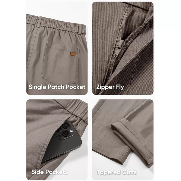 imageJMIERR Mens Chino Pants Casual Stretch Waist Tapered Trousers with PocketsGreyish Brown