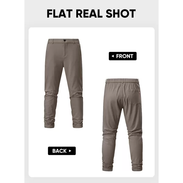 imageJMIERR Mens Chino Pants Casual Stretch Waist Tapered Trousers with PocketsGreyish Brown