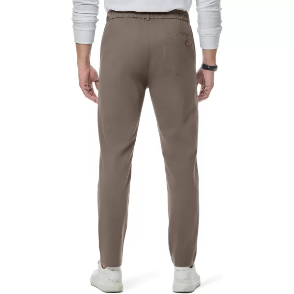 imageJMIERR Mens Chino Pants Casual Stretch Waist Tapered Trousers with PocketsGreyish Brown
