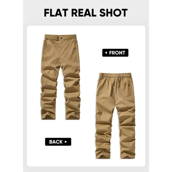 imageJMIERR Mens Chino Pants Casual Stretch Waist Tapered Trousers with PocketsKhaki