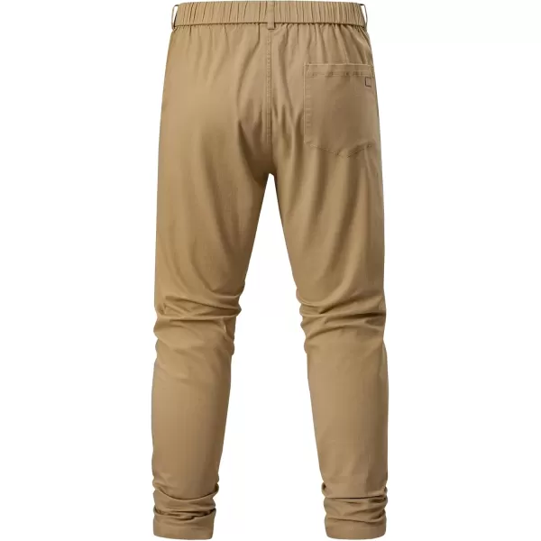 imageJMIERR Mens Chino Pants Casual Stretch Waist Tapered Trousers with PocketsKhaki