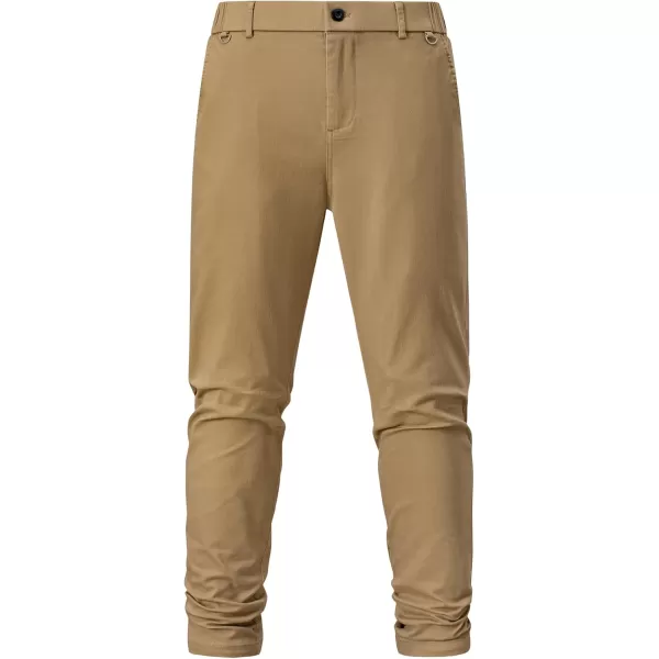 imageJMIERR Mens Chino Pants Casual Stretch Waist Tapered Trousers with PocketsKhaki