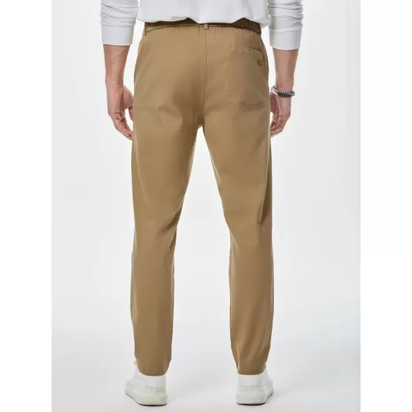 imageJMIERR Mens Chino Pants Casual Stretch Waist Tapered Trousers with PocketsKhaki