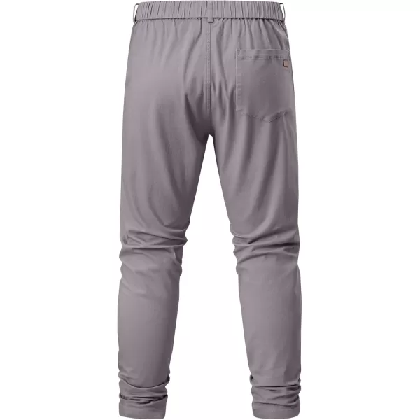 imageJMIERR Mens Chino Pants Casual Stretch Waist Tapered Trousers with PocketsLight Grey