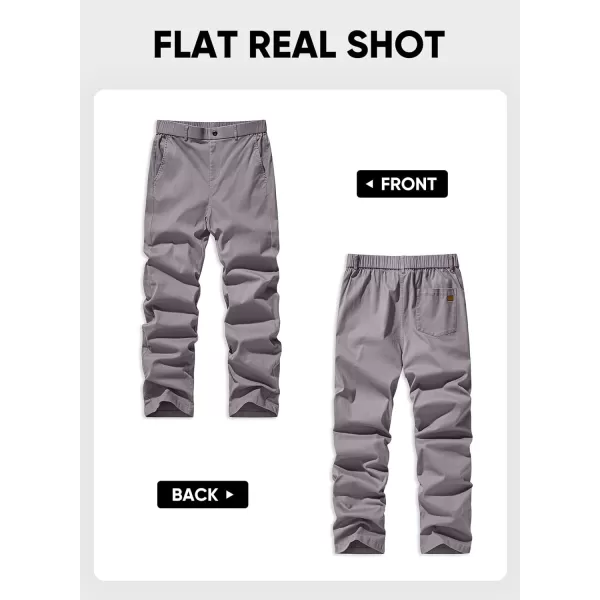 imageJMIERR Mens Chino Pants Casual Stretch Waist Tapered Trousers with PocketsLight Grey