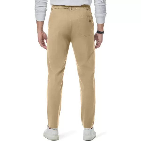imageJMIERR Mens Chino Pants Casual Stretch Waist Tapered Trousers with PocketsLight Khaki
