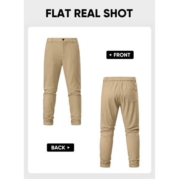 imageJMIERR Mens Chino Pants Casual Stretch Waist Tapered Trousers with PocketsLight Khaki