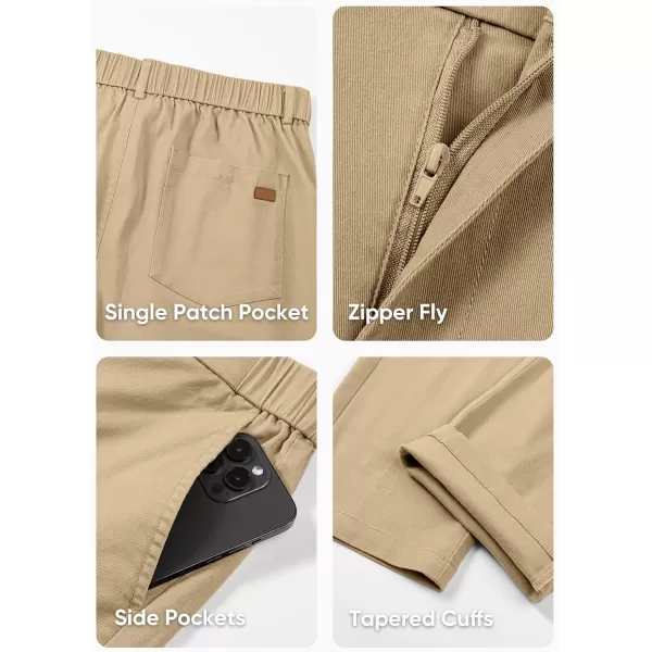 imageJMIERR Mens Chino Pants Casual Stretch Waist Tapered Trousers with PocketsLight Khaki