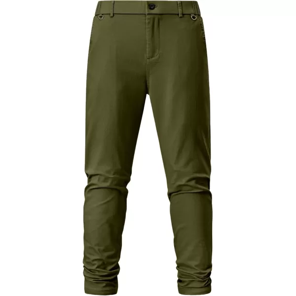 imageJMIERR Mens Chino Pants Casual Stretch Waist Tapered Trousers with PocketsMoss Green