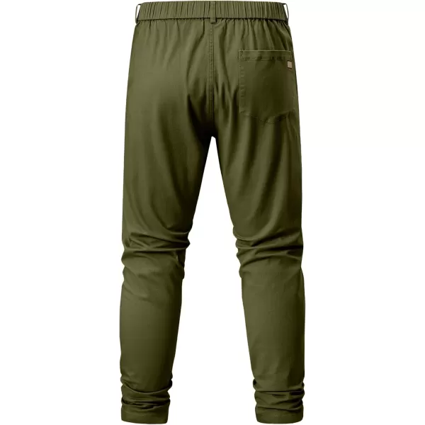 imageJMIERR Mens Chino Pants Casual Stretch Waist Tapered Trousers with PocketsMoss Green