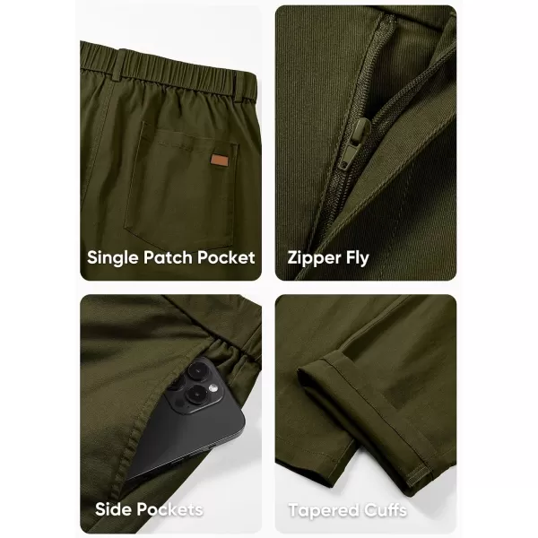 imageJMIERR Mens Chino Pants Casual Stretch Waist Tapered Trousers with PocketsMoss Green