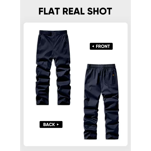 imageJMIERR Mens Chino Pants Casual Stretch Waist Tapered Trousers with PocketsNavy Blue