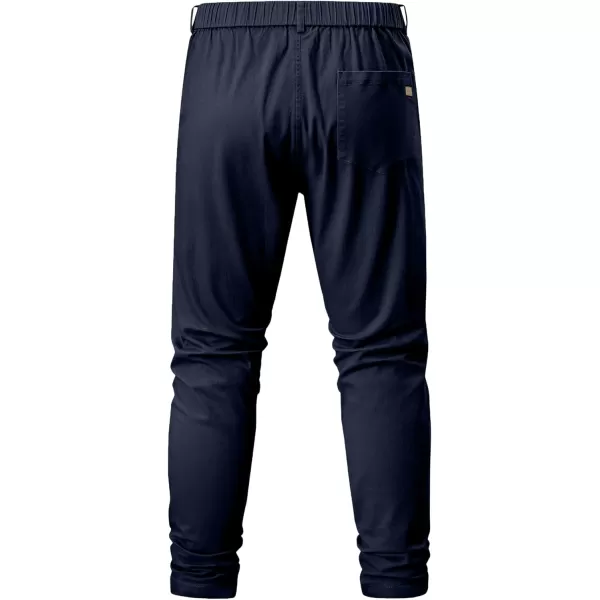 imageJMIERR Mens Chino Pants Casual Stretch Waist Tapered Trousers with PocketsNavy Blue