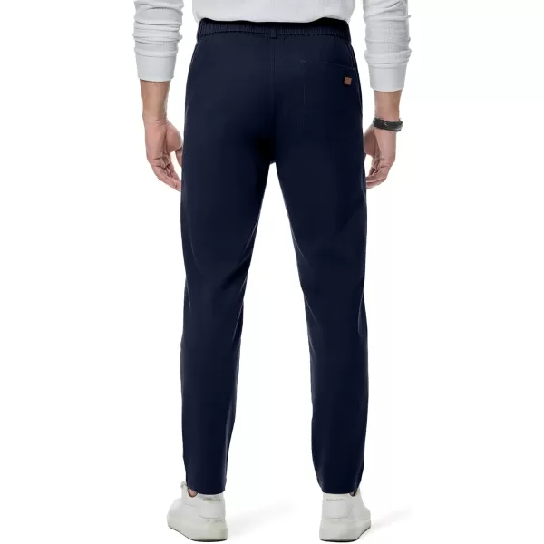 imageJMIERR Mens Chino Pants Casual Stretch Waist Tapered Trousers with PocketsNavy Blue
