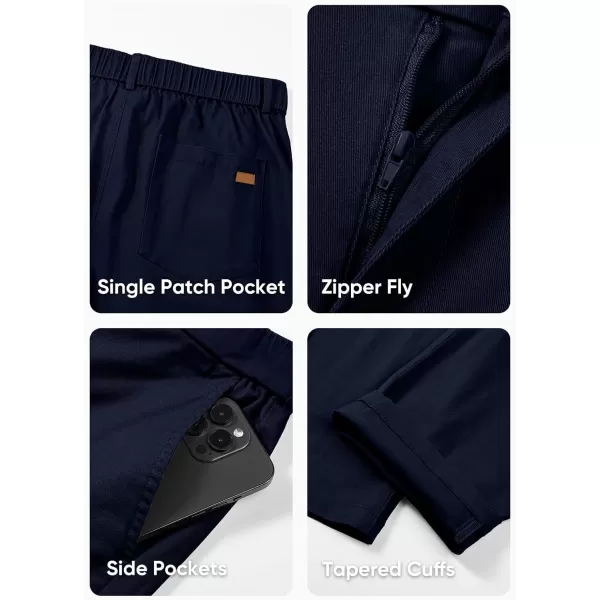 imageJMIERR Mens Chino Pants Casual Stretch Waist Tapered Trousers with PocketsNavy Blue