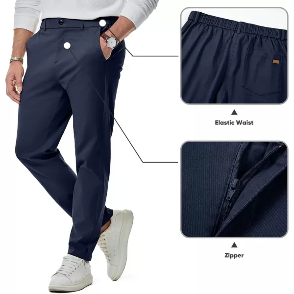 imageJMIERR Mens Chino Pants Casual Stretch Waist Tapered Trousers with PocketsSail Blue