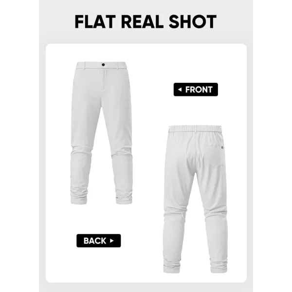 imageJMIERR Mens Chino Pants Casual Stretch Waist Tapered Trousers with PocketsWhite