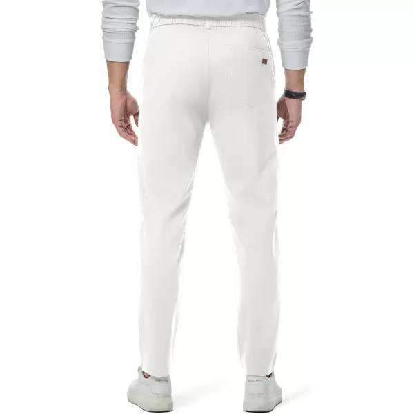 imageJMIERR Mens Chino Pants Casual Stretch Waist Tapered Trousers with PocketsWhite