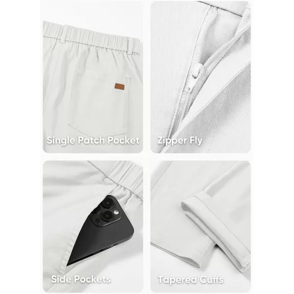 imageJMIERR Mens Chino Pants Casual Stretch Waist Tapered Trousers with PocketsWhite