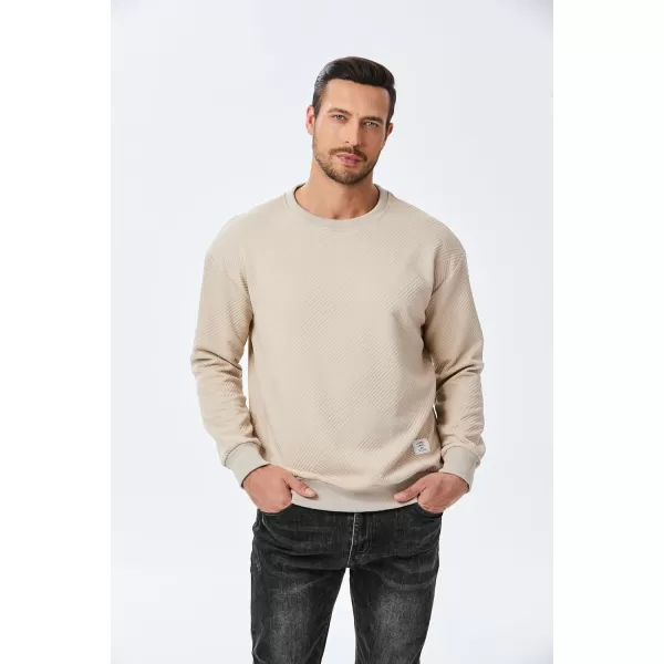 imageJMIERR Mens Crewneck Sweatshirt Casual Long Sleeve Geometric Texture Sweatshirts Fashion Pullover Shirts01 Beige