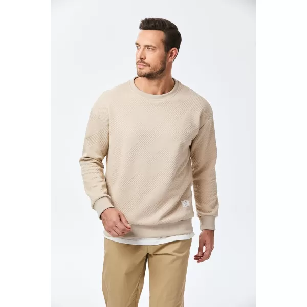 imageJMIERR Mens Crewneck Sweatshirt Casual Long Sleeve Geometric Texture Sweatshirts Fashion Pullover Shirts01 Beige