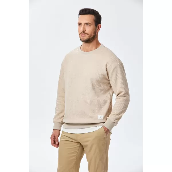 imageJMIERR Mens Crewneck Sweatshirt Casual Long Sleeve Geometric Texture Sweatshirts Fashion Pullover Shirts01 Beige