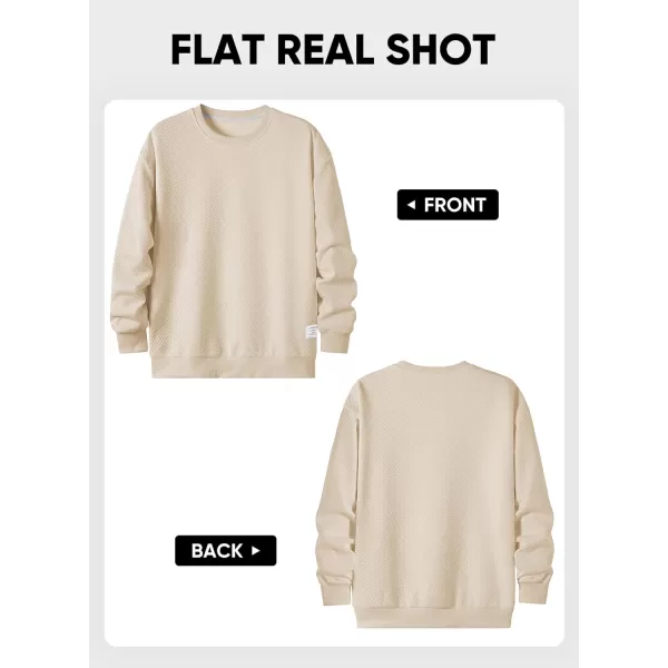 imageJMIERR Mens Crewneck Sweatshirt Casual Long Sleeve Geometric Texture Sweatshirts Fashion Pullover Shirts01 Beige