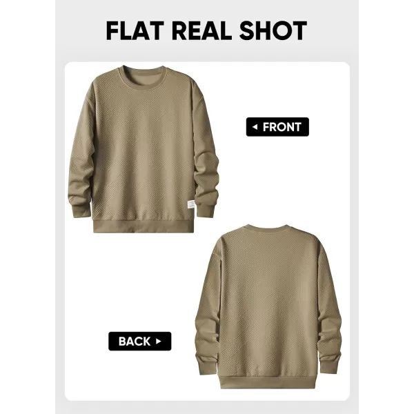 imageJMIERR Mens Crewneck Sweatshirt Casual Long Sleeve Geometric Texture Sweatshirts Fashion Pullover Shirts02 Khaki