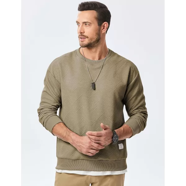 imageJMIERR Mens Crewneck Sweatshirt Casual Long Sleeve Geometric Texture Sweatshirts Fashion Pullover Shirts02 Khaki