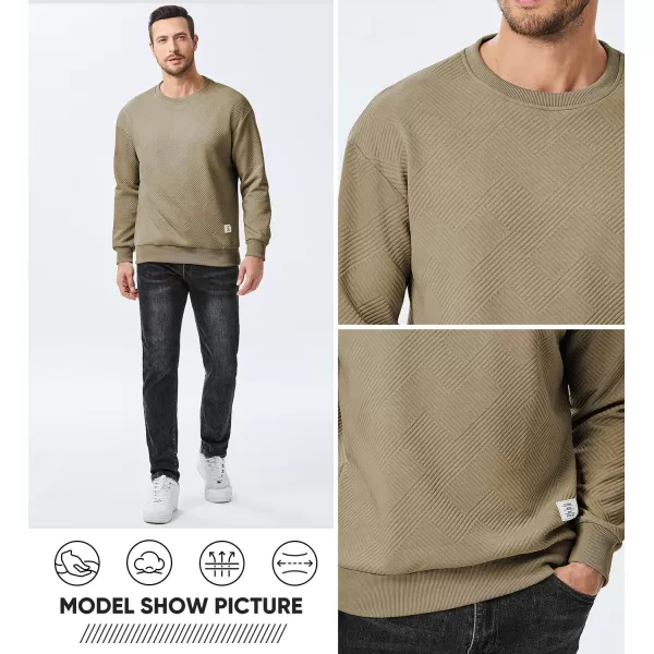 imageJMIERR Mens Crewneck Sweatshirt Casual Long Sleeve Geometric Texture Sweatshirts Fashion Pullover Shirts02 Khaki