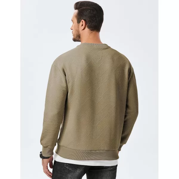 imageJMIERR Mens Crewneck Sweatshirt Casual Long Sleeve Geometric Texture Sweatshirts Fashion Pullover Shirts02 Khaki