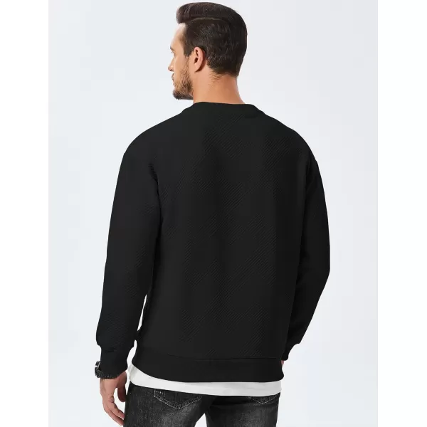 imageJMIERR Mens Crewneck Sweatshirt Casual Long Sleeve Geometric Texture Sweatshirts Fashion Pullover Shirts03 Black