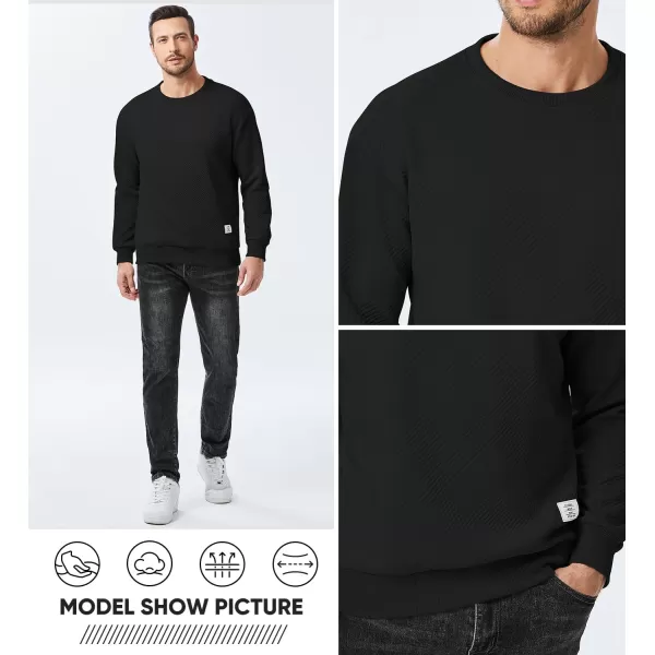 imageJMIERR Mens Crewneck Sweatshirt Casual Long Sleeve Geometric Texture Sweatshirts Fashion Pullover Shirts03 Black