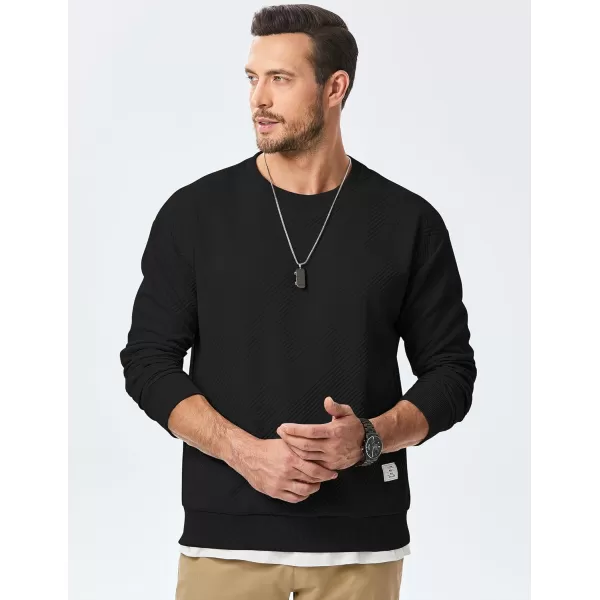 imageJMIERR Mens Crewneck Sweatshirt Casual Long Sleeve Geometric Texture Sweatshirts Fashion Pullover Shirts03 Black