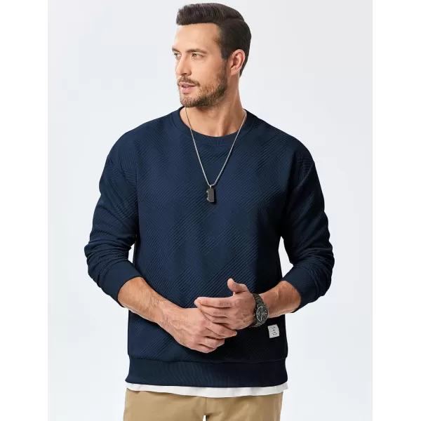 imageJMIERR Mens Crewneck Sweatshirt Casual Long Sleeve Geometric Texture Sweatshirts Fashion Pullover ShirtsBlue