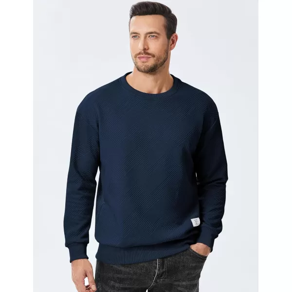 imageJMIERR Mens Crewneck Sweatshirt Casual Long Sleeve Geometric Texture Sweatshirts Fashion Pullover ShirtsBlue