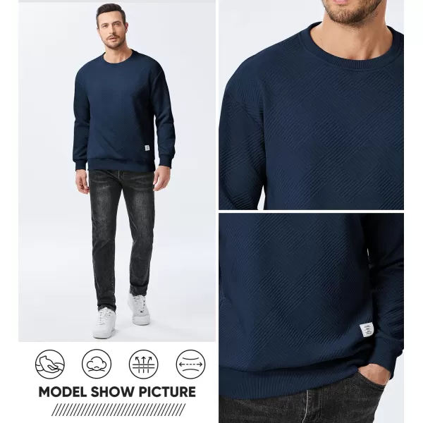imageJMIERR Mens Crewneck Sweatshirt Casual Long Sleeve Geometric Texture Sweatshirts Fashion Pullover ShirtsBlue