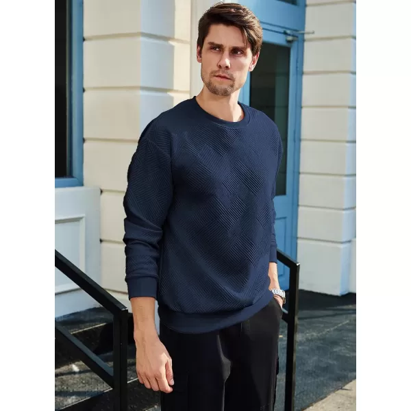 imageJMIERR Mens Crewneck Sweatshirt Casual Long Sleeve Geometric Texture Sweatshirts Fashion Pullover ShirtsBlue