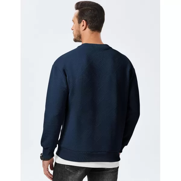 imageJMIERR Mens Crewneck Sweatshirt Casual Long Sleeve Geometric Texture Sweatshirts Fashion Pullover ShirtsBlue