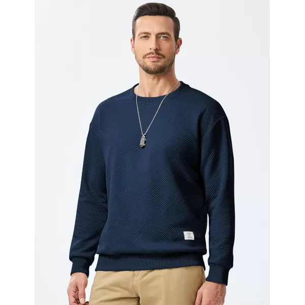 imageJMIERR Mens Crewneck Sweatshirt Casual Long Sleeve Geometric Texture Sweatshirts Fashion Pullover ShirtsBlue