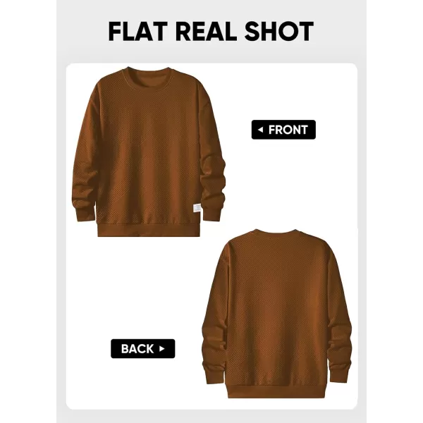 imageJMIERR Mens Crewneck Sweatshirt Casual Long Sleeve Geometric Texture Sweatshirts Fashion Pullover ShirtsBrown