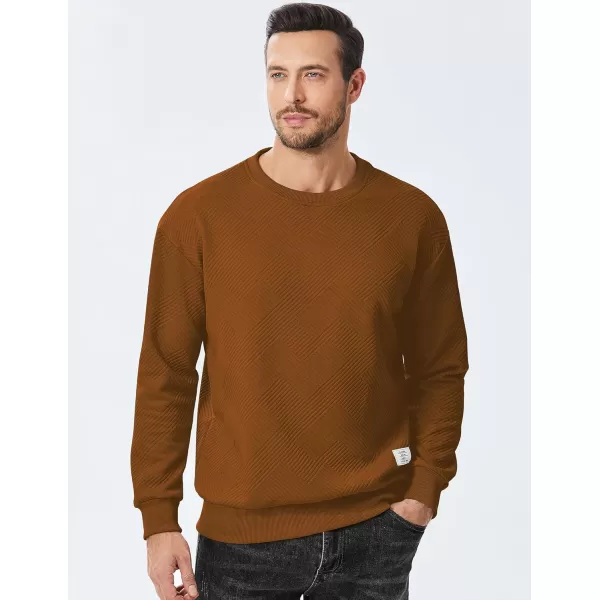 imageJMIERR Mens Crewneck Sweatshirt Casual Long Sleeve Geometric Texture Sweatshirts Fashion Pullover ShirtsBrown