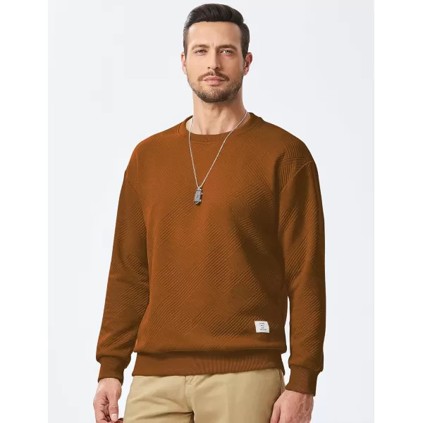 imageJMIERR Mens Crewneck Sweatshirt Casual Long Sleeve Geometric Texture Sweatshirts Fashion Pullover ShirtsBrown